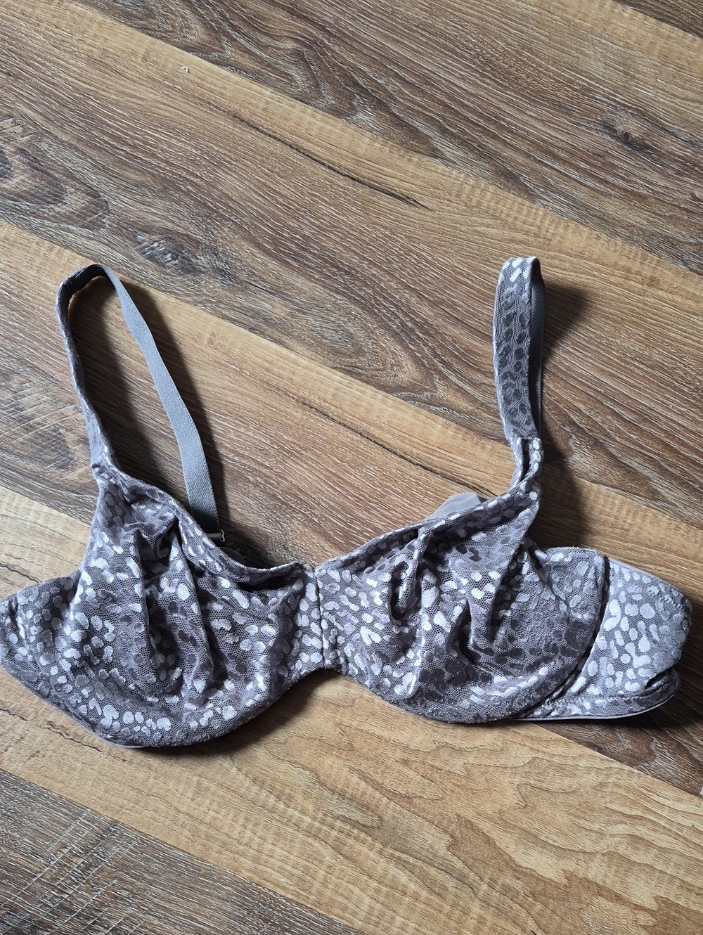 Soma Emma Taupe Gray Animal Print Sheer Lace Full Coverage Bra 79984 Size 38C